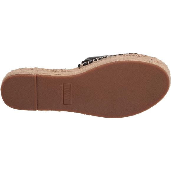 DKNY Women Camillo Espadrille Platform Slide Sandals Size US 11M Black Leather - Picture 6 of 6